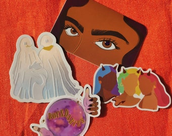 Halloween Spooky Sticker Bundle | gold accent stickers | Halloween stickers | tarot crystal ghost potion devil | holographic sticker pack