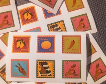 Indian Summer Stamp Sticker sheet | Stamp stickers | Mini stickers | graphic sticker | illustration
