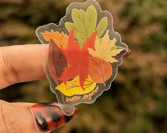 Better together leaves sticker | clear background | autumn | sticker | spooky season | cosy | cozy sticker |graphic sticker | illustration