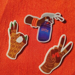 Diwali Sticker bundle 'Peace out', 'Nazar Repellent' and 'Okay' stickers vinyl and holographic stickers image 4