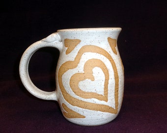 One Love Mug White Hand Made Wheel Thrown Stoneware Pottery Mug Coffee Mug