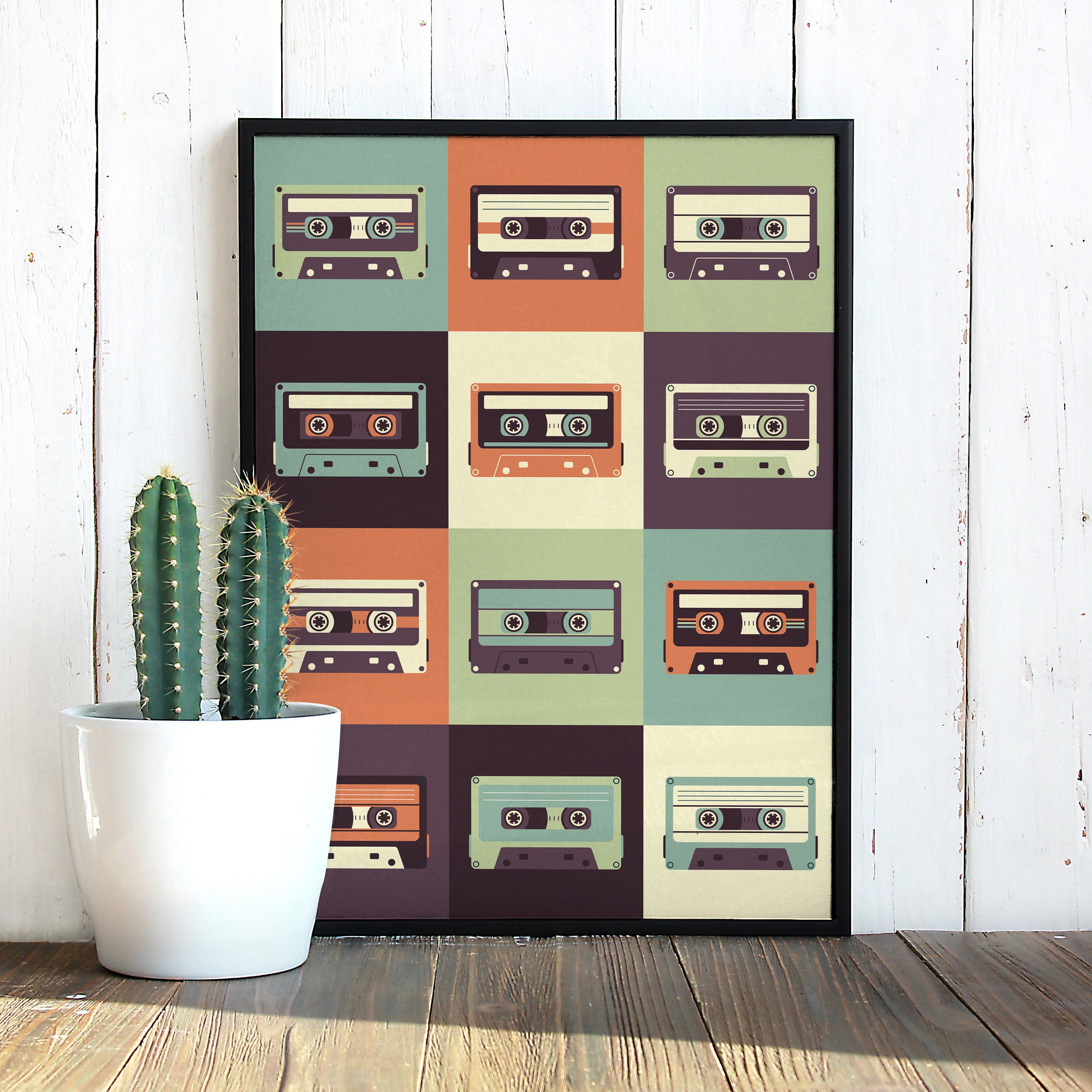 Retro Cassette Tape Wall Art Vintage Music Poster 80s Etsy