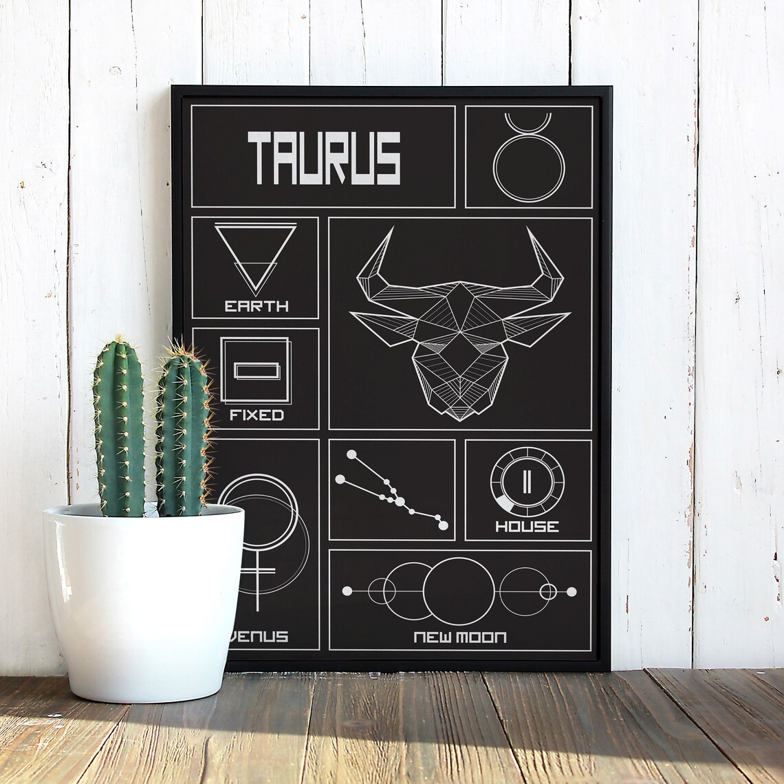 Taurus Print Geometric Astrology Decor Taurus Wall Art | Etsy
