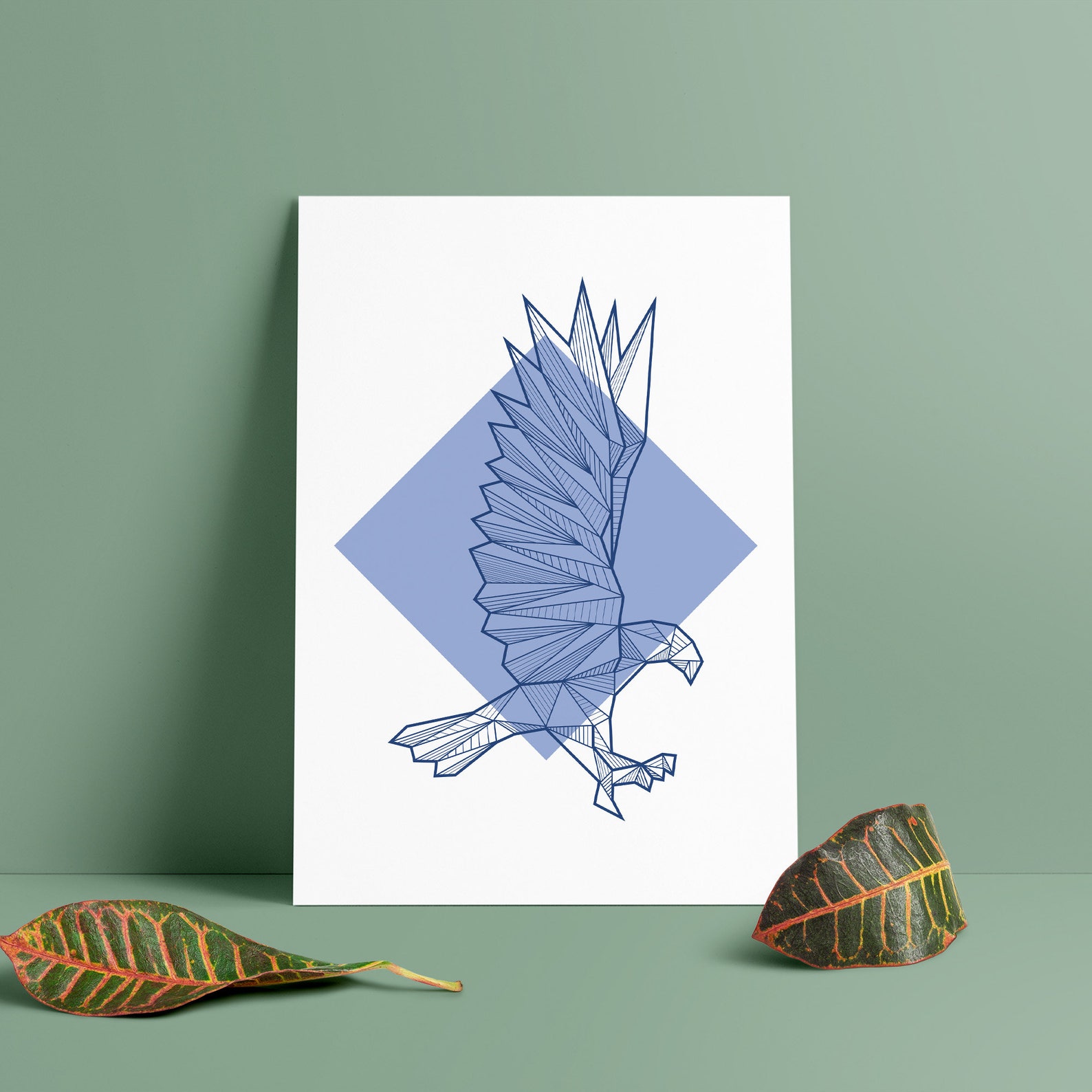 Eagle Poster Geometric Eagle Wall Art Minimalist Hawk Etsy
