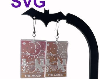 Kolczyki z kartami tarota w formacie SVG, plik do wycinania biżuterii tarota, kolczyki na Halloween w formacie SVG, plik do kolczyków laserowych, plik SVG gotowy do użycia w Glowforge, kolczyki w stylu Witchy Boho