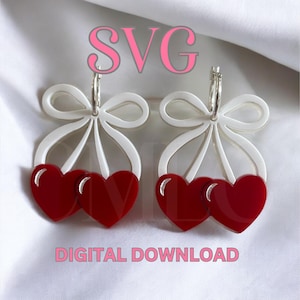 Coquette Cherry Bow Earrings SVG File: Glowforge Laser Cut (Digital Download)