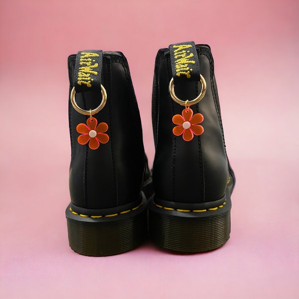 Fluorescent Pink Dainty Flowers Boot Charms Pair