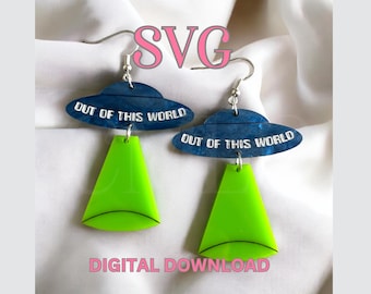 UFO Raumschiff Ohrringe SVG-Datei: Glowforge Laser Cut Schmuck (Digitaler Download)