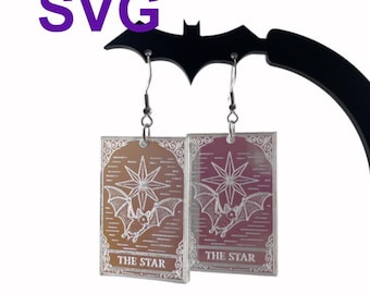 Tarot Card Earrings SVG, Tarot Jewelry Cut File, Halloween Earrings SVG, Laser Earrings File, Glowforge Ready SVG File, Witchy Boho Earrings
