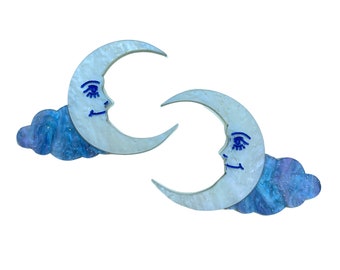 Acrylic Moon and Cloud magnets, Whimsical Gifts, Celestial Magnets