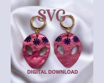 Floral Alien Ohrringe SVG-Datei: Glowforge Laser Cut Schmuck (Digitaler Download)