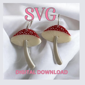 Mushroom Earrings SVG File, Glowforge Laser SVG File Acrylic Jewellery, svg File Earrings, Earrings Cut File