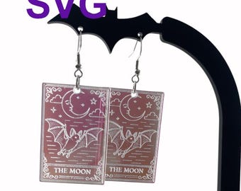 Tarot Card Earrings SVG, Tarot Jewelry Cut File, Halloween Earrings SVG, Laser Earrings File, Glowforge Ready SVG File, Witchy Boho Earrings