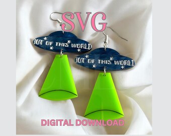 UFO Raumschiff Ohrringe SVG-Datei: Glowforge Laser Cut Alien Schmuck (Digitaler Download)