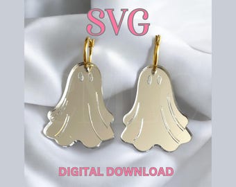 Archivo SVG de pendientes fantasma: Joyería cortada con láser Glowforge (descarga digital)