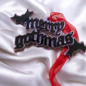 Merry Gothmas fladdermöss julgranskula: Spöklik julgransdekoration laser SVG