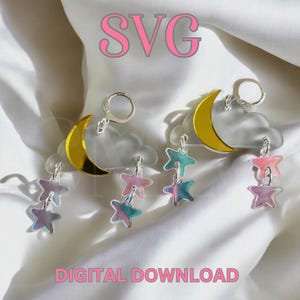 Celestial Laser SVG File, Glowforge Laser SVG File Acrylic Jewellery Earrings, Acrylic Earrings svg cut file