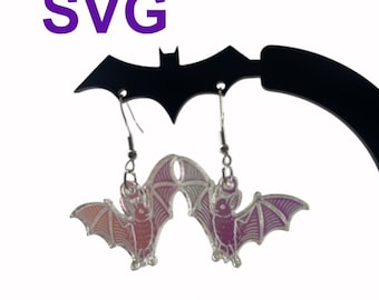Bat Earrings SVG, Halloween Jewelry Cut File, Gothic Vampire Earrings Digital Download, Glowforge Ready SVG File