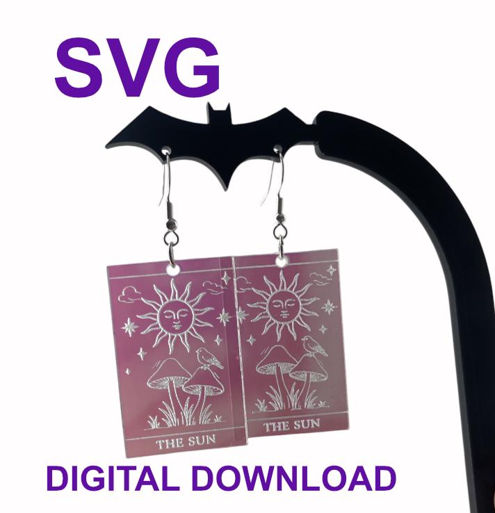 Tarot Card Earrings SVG, Tarot Jewelry Cut File, Halloween Earrings SVG, Laser Earrings File, Glowforge Ready SVG File, Witchy Boho Earrings