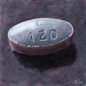 Original Oil Painting of Daily Meds VI (Latuda 120)  (2023)