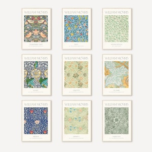 Set Of 9 William Morris Print, Art Nouveau Print, Gallery Wall Set, Exhibition Print Set, William Morris Poster, Botanical Print Set