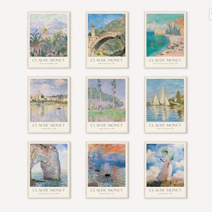 Claude Monet, Summer Vibes, set of 9 Prints, Gallery Wall Art Set, Exhibition Print Set, Claude Monet Poster, Landscape Print Set