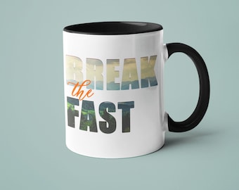 BREAK THE FAST- Tazze da caffè cristiane, Tazza da caffè per la colazione, Tazza da caffè religiosa, Tazza regalo cristiana per uomini e donne,
