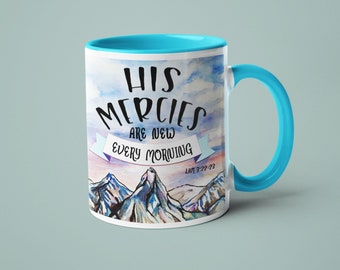 Le sue misericordie sono nuove: tazza da caffè cristiana, tazze da caffè religiose, versetti biblici, lamentazioni, tazza regalo cristiana per uomini e donne,