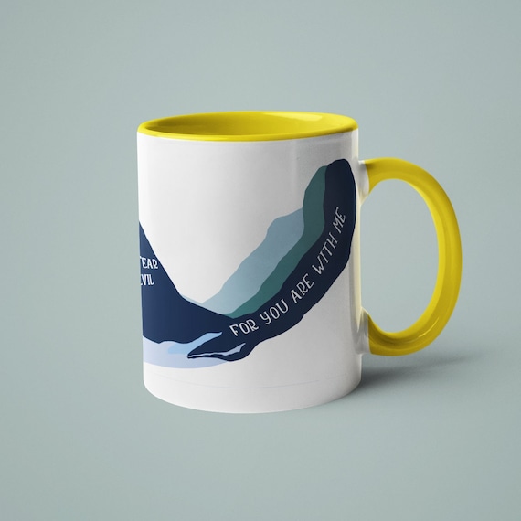 Though I Walk- Christian Mugs, Religious Coffee Mug, Bible Verse Mug, Christian Gift mug for Men and Women, Psalm 23, Scripture Mug