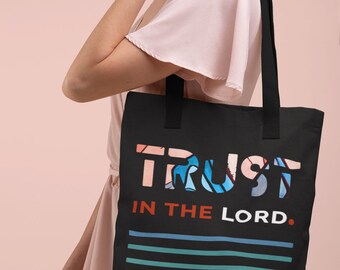 TRUST Blue- Christian Tote, Tote & Handbag for Her, Trust in The Lord, Proverbs, Shopping Bag