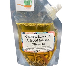 Awesome Aunty Orange, Lemon and Aniseed Infused Olive Oil, Extra Virgin Olive Oil Infused with Various Herbs and Spices, 100% Pure & Natural