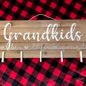 but our hearts forever hold our hands for a little while Grandchildren family tree hand painted chalkboard custom