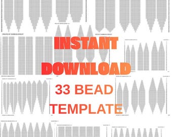 Bead template 33 Brick Stitch Earrings Fringe, Seed Bead graph, Earring Blank template, Paper graph pattern, PDF Digital Instant Download