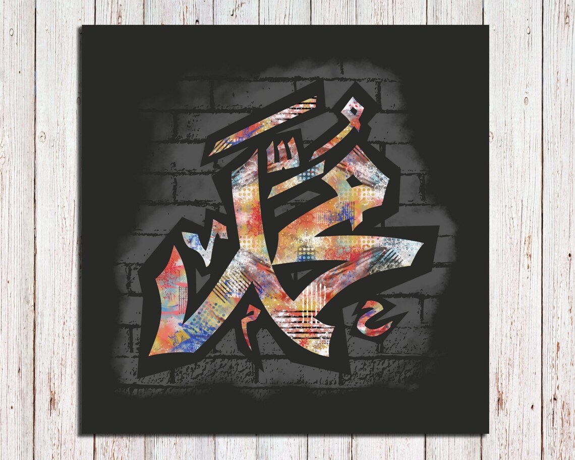 Modern Graffiti Style Calligraphy Islamic Abstract Canvas Etsy