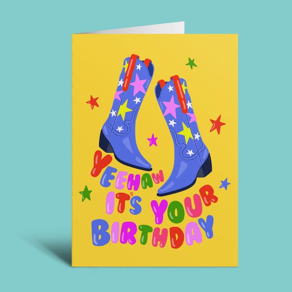 Birthday Cowboy Card, Fun Birthday Card, Funky Birthday Card, Friend Birthday Card