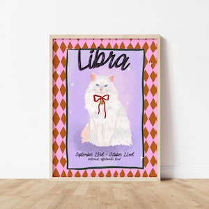 Libra Zodiac Art, Zodiac Print, Star Signs, Cat Prints, Cat Print Star Sign, Cat Zodiac, Horoscope Wall Art, Zodiac Gift, Cat Lover Gift