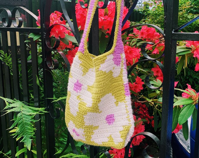 Funky Flower Crochet Bag Crochet Tote Bag Crochet Fashion Etsy UK