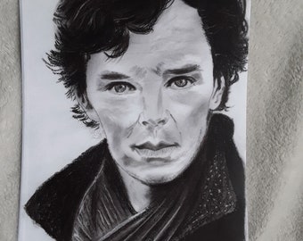 Benedict Cumberbatch original black and white drawing