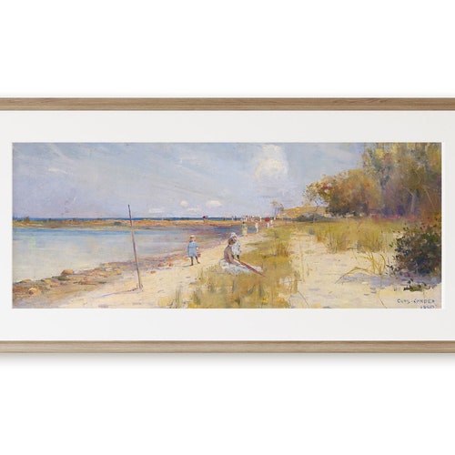 Vintage Beach Wall Art Antique Coastal Oil Painting Etsy