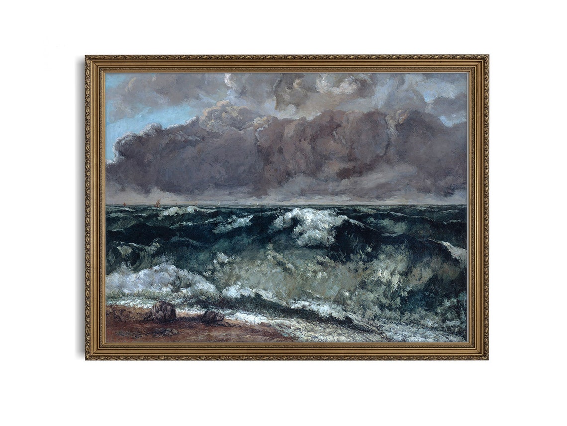 Printable Vintage Beach Artwork Antique Coastal Oil Painting Etsy