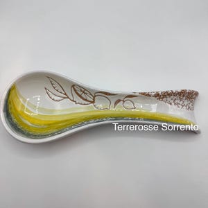 Spoonrest with yellow Sorrento’s lemons design - Handmade - for food use