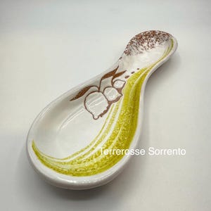 Spoonrest with yellow Sorrento’s lemons design - Handmade - for food use