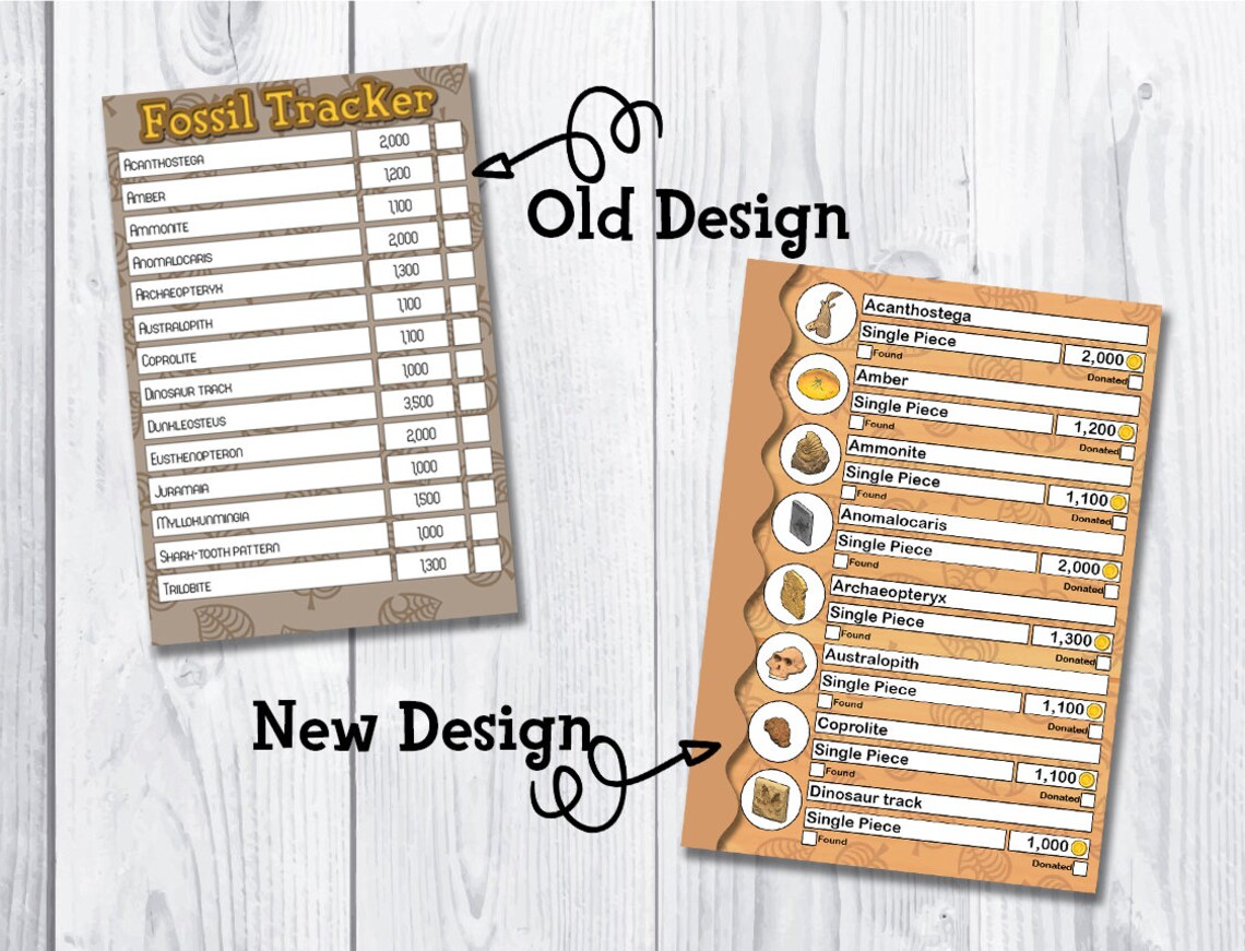 Updated ACNH Fossil Tracker Checklist Digital Download Etsy UK