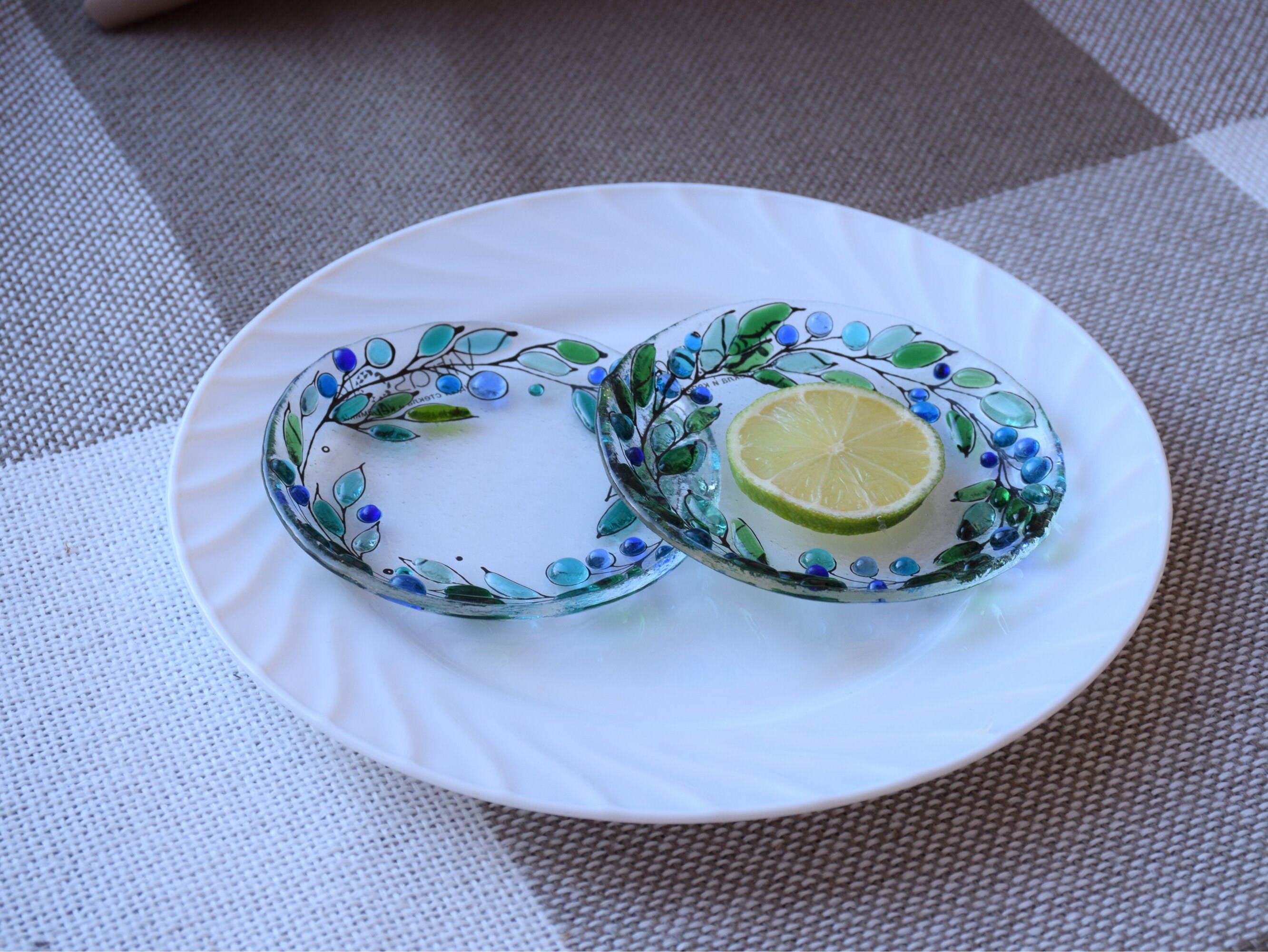 Fused glass appetizer plates Mini serving bowls handmade Etsy