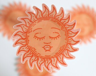 Sun Face Sticker Etsy
