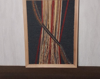 Modern Wool String Art -Handmade Minimalist Textile Artwork - Framed Wool Wall Decor 41x56