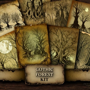 Gothic Forest Junk Journal Kit, Dark Academia, Witch Journal Supplies, Witch Scrapbooking Ephemera, Gothic Junk Journal Digital - 042