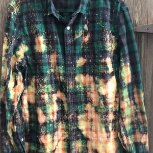 Distressed Flannel/ Bleached Flannel/ Cozy Flannel/ Boho Flannel/ Rustic Flannel/ Grunge Flannel/ Adult Medium Flannel