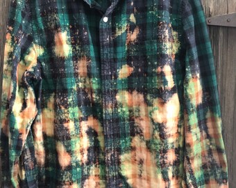 Distressed Flannel/ Bleached Flannel/ Cozy Flannel/ Boho Flannel/ Rustic Flannel/ Grunge Flannel/ Adult Medium Flannel