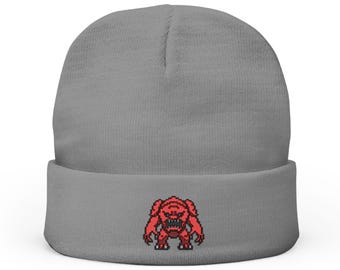 Pixel Art Embroidered Rancor Knit Beanie